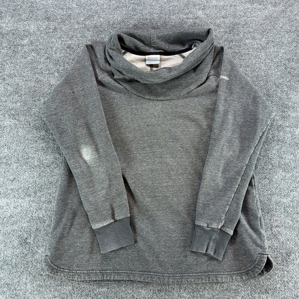 Columbia Womens Cowl Neck Sweatshirt Gray Heathered Pullover XL Gorpcore Outdoor